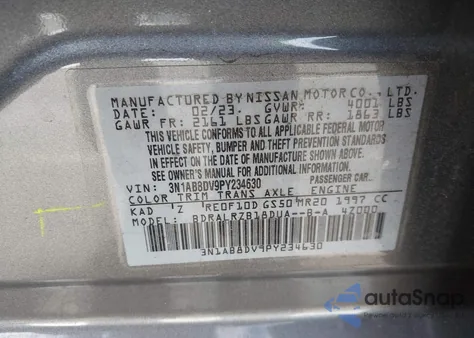 2023 Nissan Sentra Sr Xtronic Cvt from USA, damaged, VIN 3N1AB8DV9PY234630